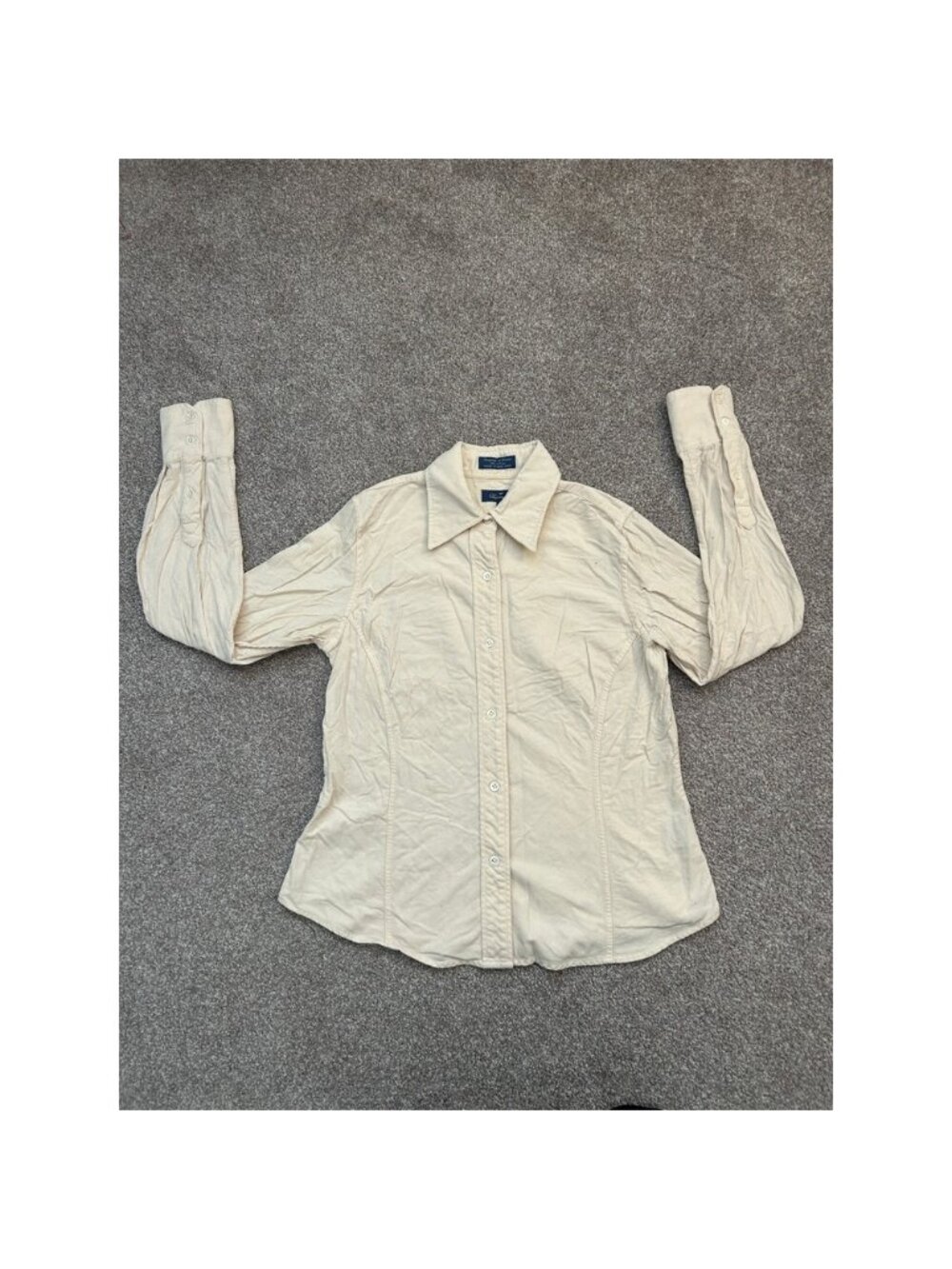 Faconnable Corduroy Button Down Womens S Cream Excellent Long Sleeve Shirt